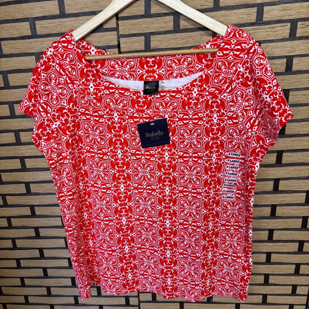 Rafaella Orange And White Top Size XL